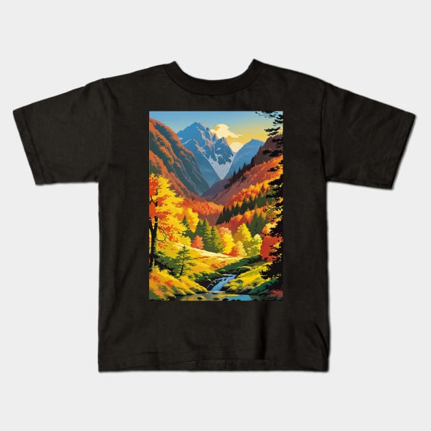 Stable Diffusion Fall Foliage Scene Kids T-Shirt by CursedContent